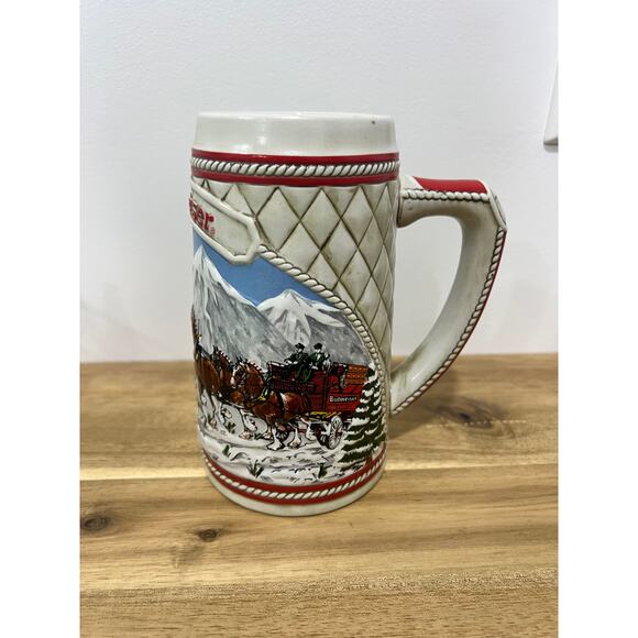 Vtg 1985 Budweiser Series 'A' Anheuser Busch Holiday Beer Stein Mug Clydesdale - Picture 3 of 9